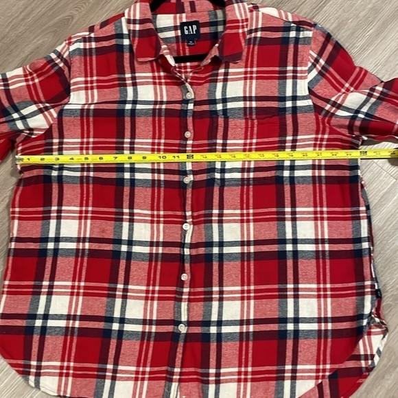 Gap Women's Flannel Button Front Shirt XL Red Cotton Plaid Comfy Outdoor - Picture 13 of 16